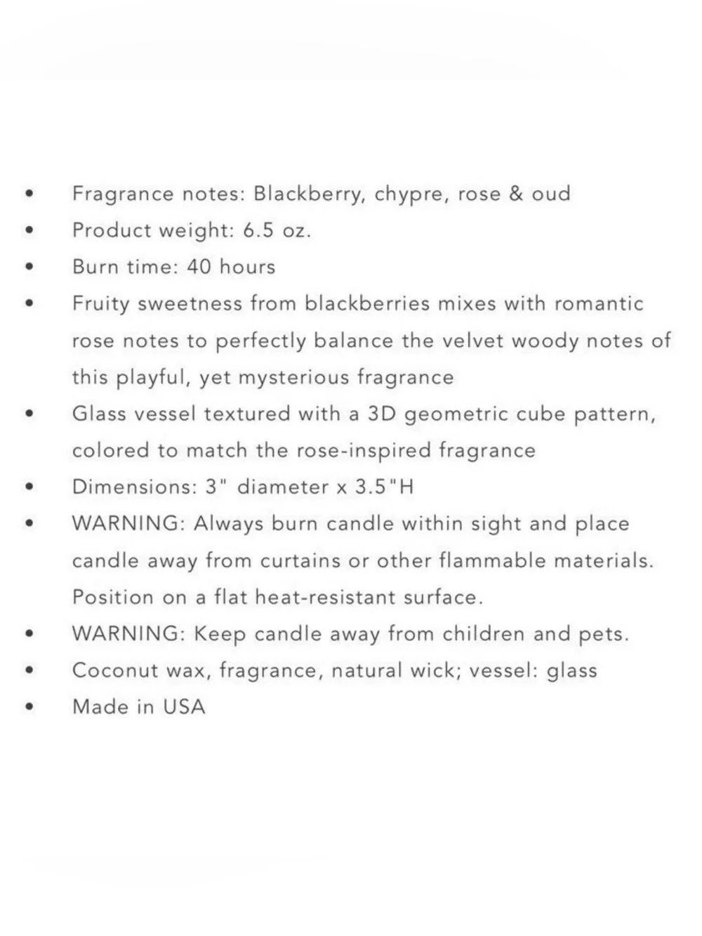 Voluspa BLACKBERRY ROSE & OUD Classic Textured Glass Candle